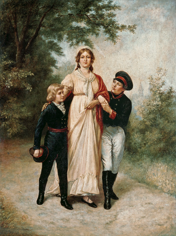 Luise z Pruska se dvěma syny v parku  od 