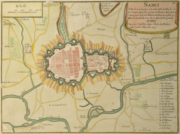Landkarte Nancy und Umgebung 1705 od 