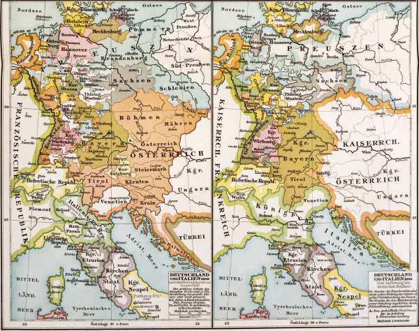Map of Germany and Italy 1803, 1806 od 