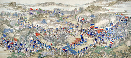 Large Handscroll Painted In Ink And Colours On Silk Depicting A Battle Scene od 