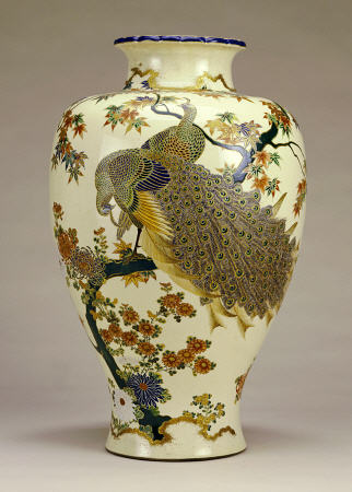 Large Satsumo Ovoid Vase, Meiji Period, Late 19th Century, Signed Satsuma Shosai Within A Large Blue od 