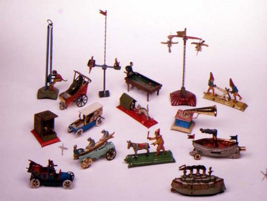 Lithographed Penny Toys with simple mechanisms by different makers including Meier, Distler etc. The od 