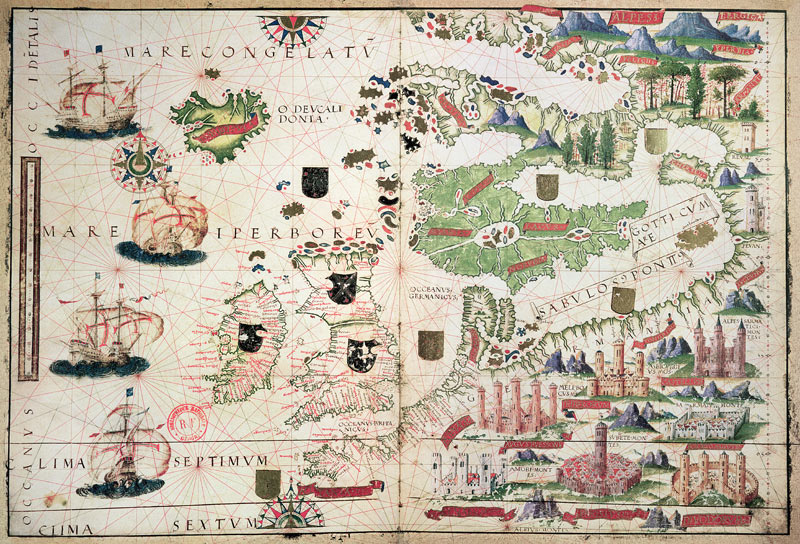 Map of Europe, from a facsimile of the ''Miller Atlas'' Pedro and Jorge Reinel, and Lopo Homem, made od 
