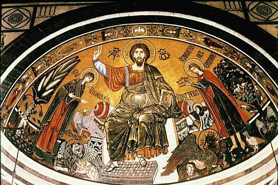 Mosaic of Jesus Christ with the Virgin and St. Minias od 