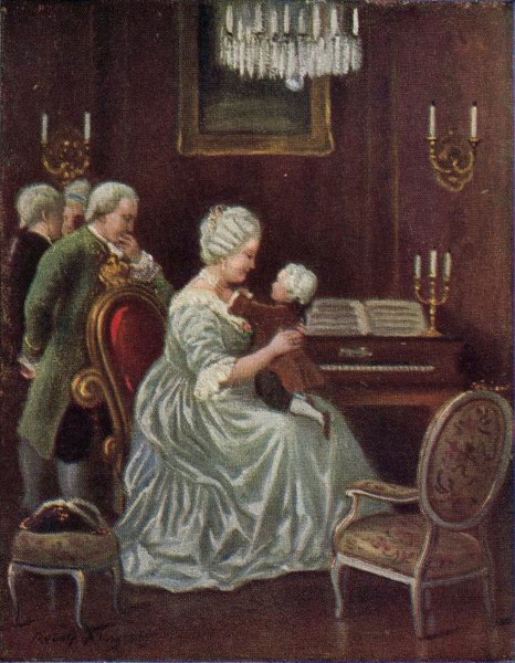 Mozart on Maria Theresas Lap , Col.Print od 