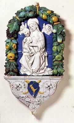Madonna and Child, bas relief panel by Giovanni della Robbia (1469-1529) (tin glazed earthenware) od 