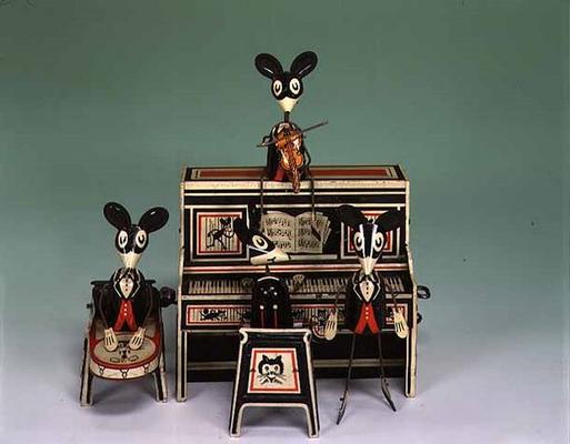 `Mary Merrymakers', a Louis Marx clockwork mouse orchestra, American (tinplate) od 