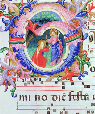 Missal 558 f.64v Historiated initial 'G' depicting the Noli Me Tangere od 