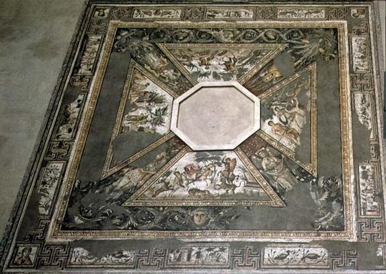 Mosaic pavement based round an octagonal basin, depicting the seasons and hunting scenes, from the C od 