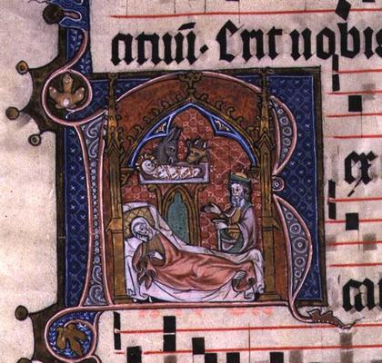 Nativity scene from historiated capital from a French 'Book of Hours', c.1490 (illumination) (see 11 od 