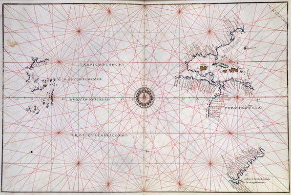 Nautical Chart of the Pacific Ocean and Central America, 16th century od 