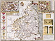 Northumberland, engraved by Jodocus Hondius (1563-1612) from John Speed's 'Theatre of the Empire of