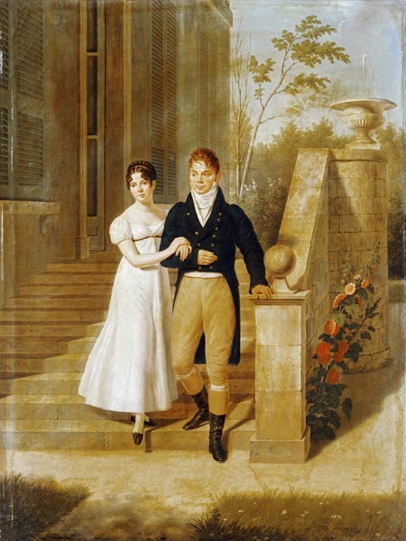 Portrait Of A Lady And A Gentleman On The Steps Of A Chateau od 