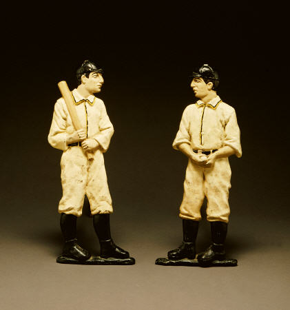 Pair Of Painted Cast Iron Baseball Player Andirons od 