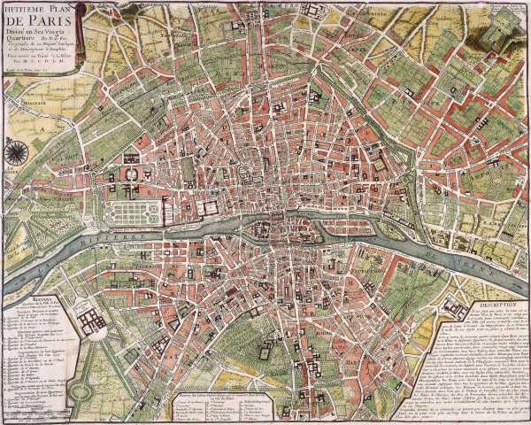 Paris, Town Plan, after 1702, Engraving od 