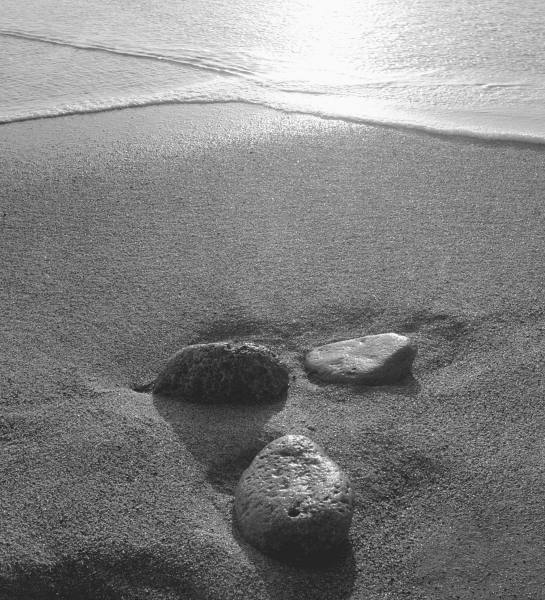 Pebbles on sand, Porbandar (b/w photo)  od 