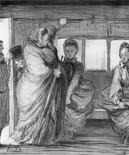 Horse Tram in Paris / Litho.by H.Daumier od 