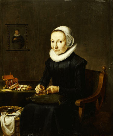 Portrait Of An Old Lady, Aged 54, Embroidering od 