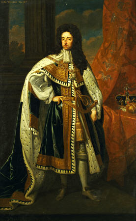 Portrait Of King William III (1650-1702), In State Robes, With The Crown And Orb On A Cushion Beside od 