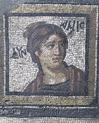 Portrait of a woman, detail of a mosaic pavement depicting the seasons and hunting scenes, from the od 