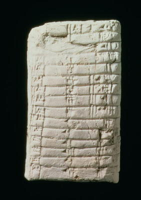 Prehistoric clay tablet with multiplication table, od 