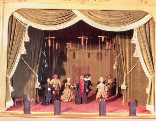 Puppet theatre with marionettes, 18th century (photo) od 