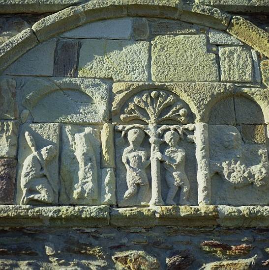 Relief sculpture of Adam and Eve, St Declans Church, Ardmore, County Waterford od 