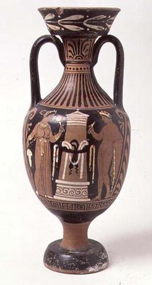 Red-figure amphora depicting a funerary stele, Apulian (pottery) od 