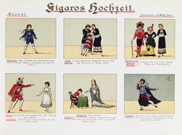 Six scenes from the opera ''The Marriage of Figaro'', by Wolfgang Amadeus Mozart (1756-91) od 