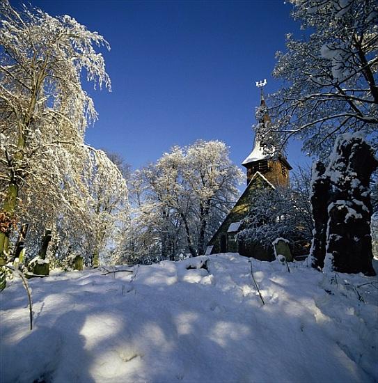 St Peters Church in the snow, Thundersley, Essex od 