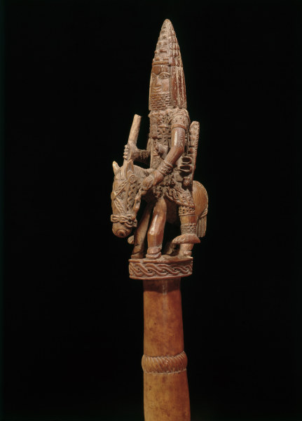 Stab mit Reiterfigur, Benin, Nigeria od 