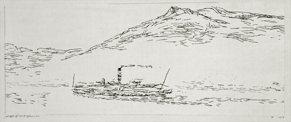 Steamboat on the Thuner Sea, 1911 (no 11) (pen on paper on cardboard)  od 