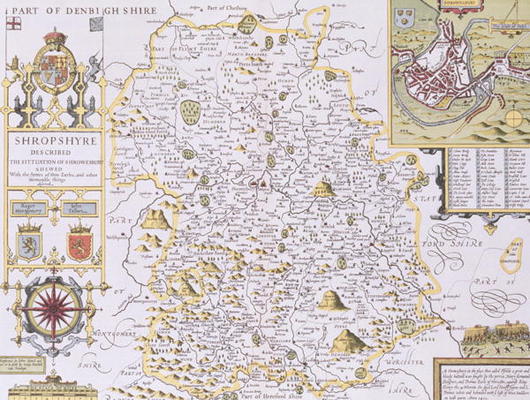 Shropshyre, engraved by Jodocus Hondius (1563-1612) from John Speed's 'Theatre of the Empire of Grea od 