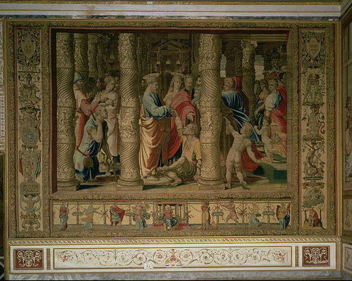 St. Peter and St. John heal a cripple at the gate of the temple, from the Brussels Tapestries, repli od 