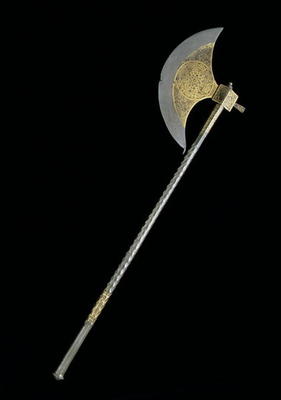 Steel axe with gold inlay, Egyptian, 15th century od 