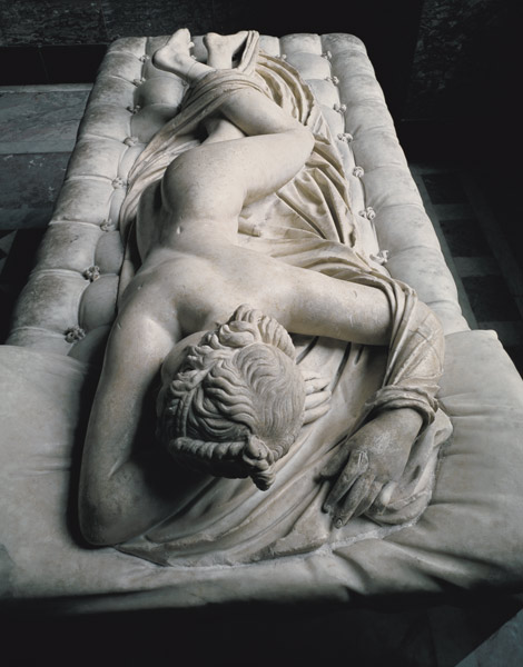 The Sleeping Hermaphrodite, copy after an original of the 2nd century BC, the mattress is an additio od 