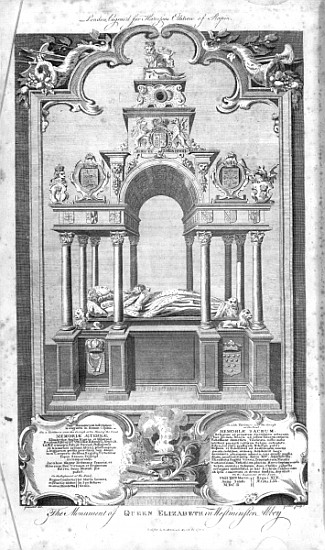 The Monument of Queen Elizabeth in Westminster Abbey, illustration from Rapin''s ''History of Englan od 