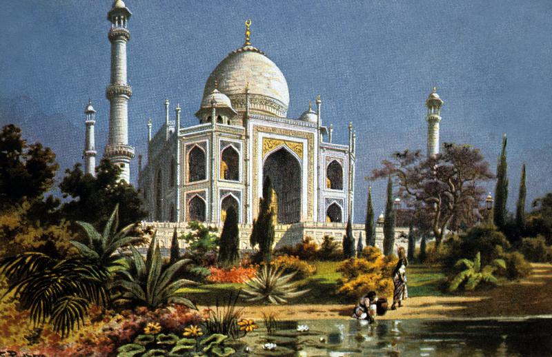 The Taj Mahal in Agra marble mausoleum built in 1632 - 1644 by moghul emperor Shah Jahan for his dea od 