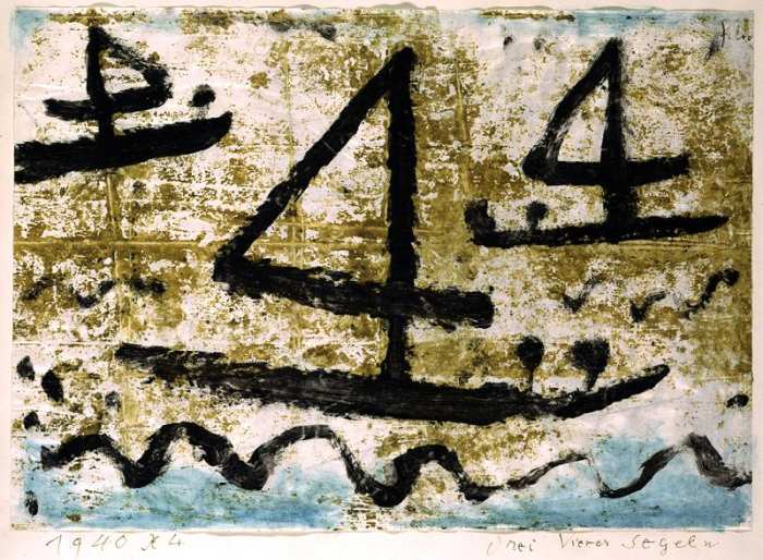 Three fours Sailing, 1940 (no 44) (wax paint and w/c on paper on cardboard)  od 