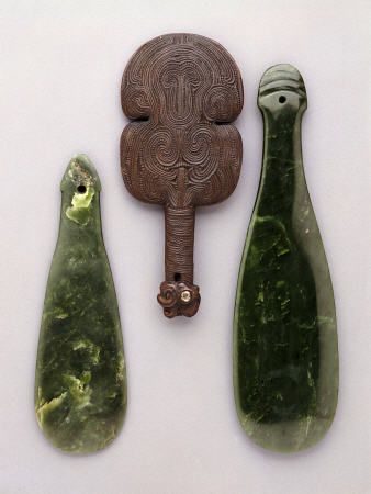 Three Maori Hand Clubs Including Two Made From Nephrite od 