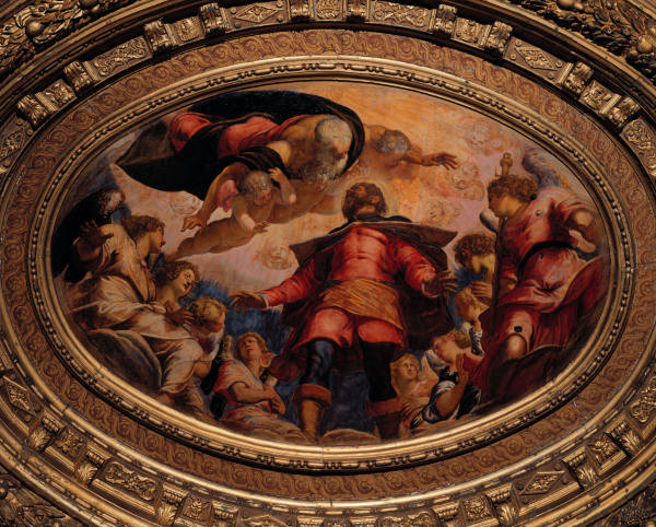 Tintoretto, origin.Jacopo Robusti 1518-1594. ''Saint Roche in Glory'', 1564. Ceiling painting, oil o od 
