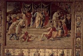 The Death of Anianus from the Brussels Tapestries, replicas of Raphael's Vatican series of the Acts