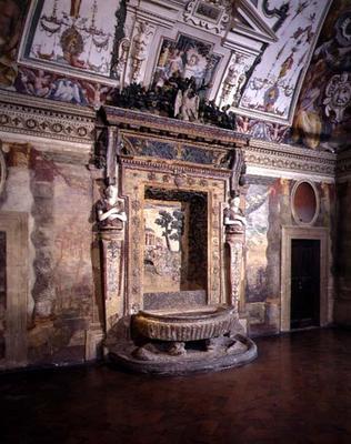 The main salon, detail of the fountain, designed by Pirro Ligorio (c.1500-83) for Cardinal Ippolito od 