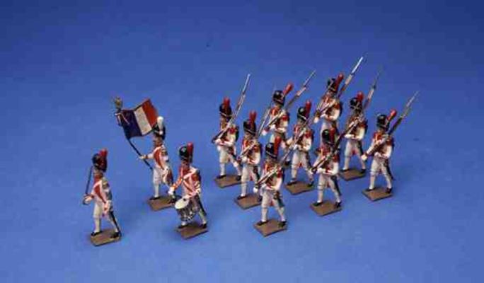 Twelve French Marching Soldiers (painted lead) od 