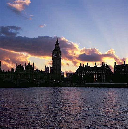 View of Westminster, from the South Bank of the Thames, featuring Big Ben od 