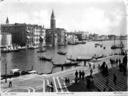 View of the Grand Canal looking towards the Molo (b/w photo) 1880-1920