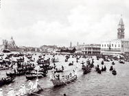 View of the Regatta passing through the Bacino of S. Marco (b/w photo) 1880-1920