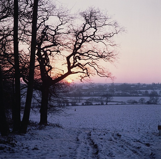 Winter scene in the snow, Hockley, Essex od 