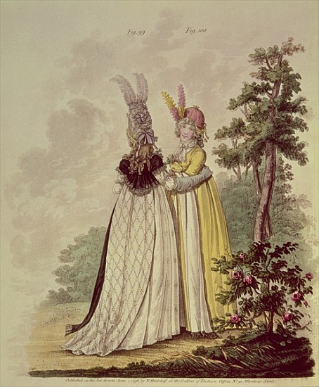 Walking dresses from N. Heideloff''s `Gallery of Fashion'', 1796; od 