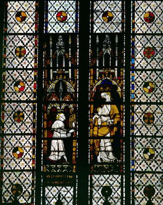 Window depicting the Virgin and Raoul de Ferrieres, 14th century (stained glass) od 
